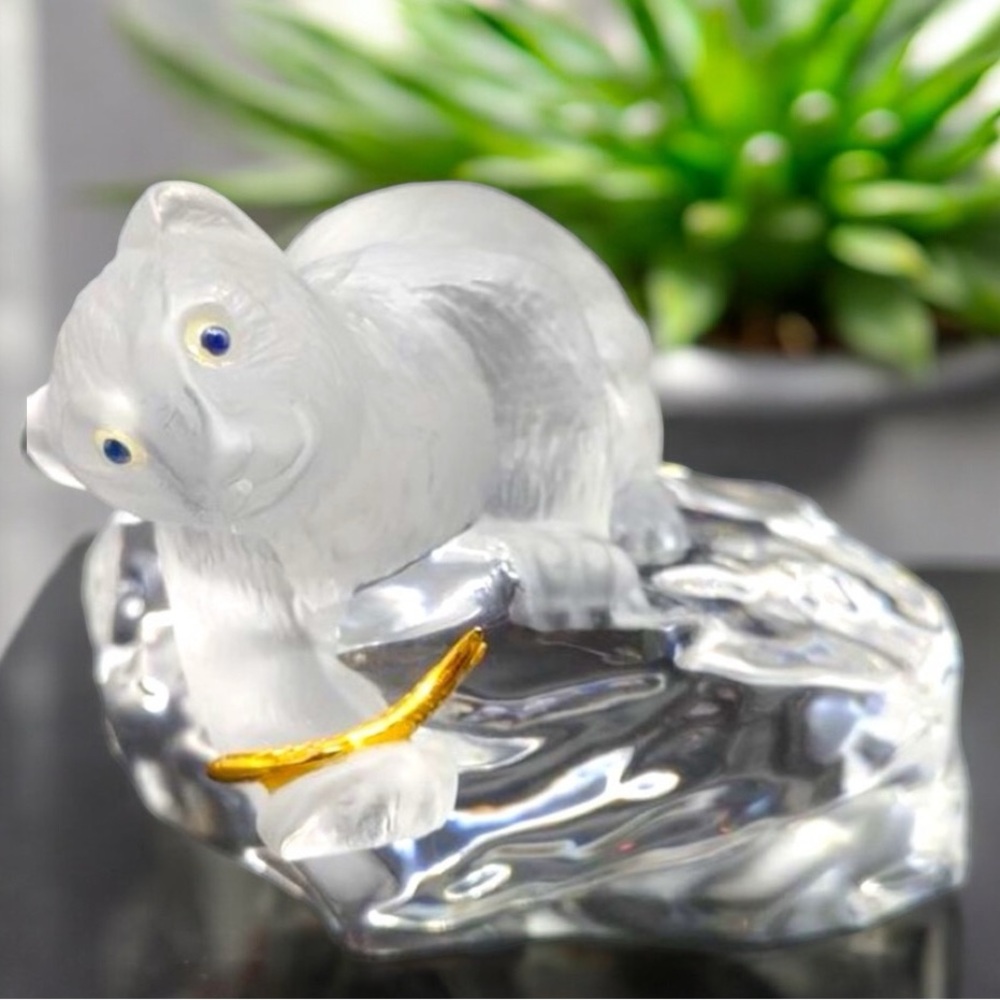 🧸FM Igor Carl Fabergé Crystal Bear with 24k Gold Fish - Crystal Cape - Picture 4 of 16